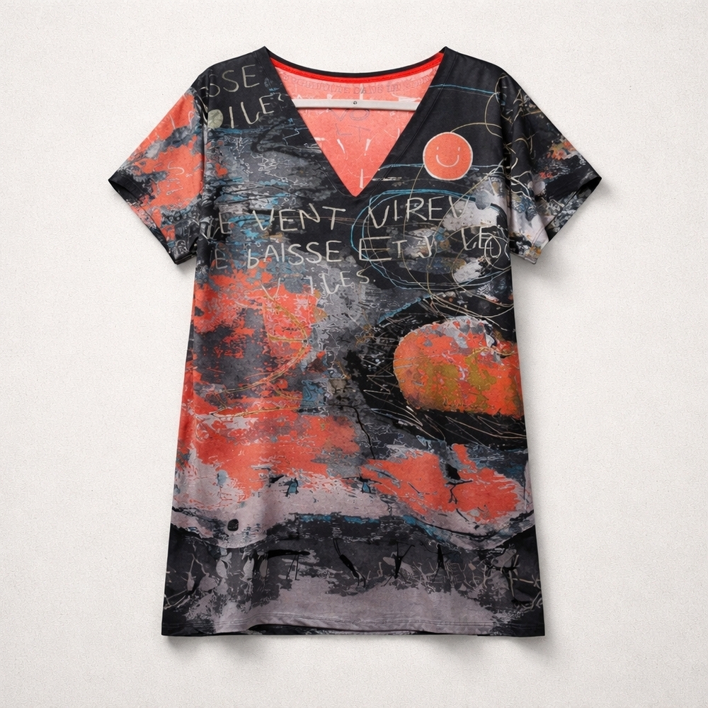 Volt Design Halo Artistic V-Neck Short Sleeve Dress